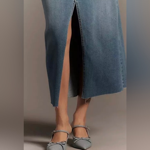 Pilcro Anthropologie $158 The Madi Front Slit Denim Strapless Dress Western Y2K - Picture 3 of 10